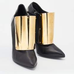 Giuseppe Zanotti Black Leather Velcro Shielded Ankle Booties Size 38