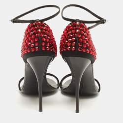 Pre Owned صندل جوسيبي زانوتي سويدي أسود مزخرف بحزام للكاحل مقاس 41