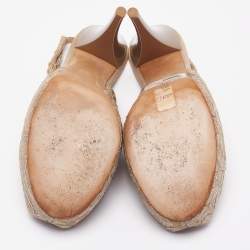 Giuseppe Zanotti Beige Lace Peep-Toe Slingback Sandals Size 40.5