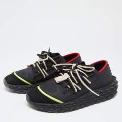 Pre Owned Giuseppe Zanotti Black Mesh and Leather Urchin Sneakers Size 38