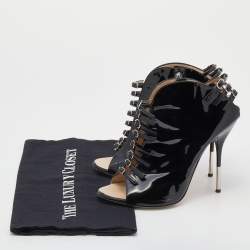 Pre Owned حذاء بوت جوسيبي زانوتي جلد لامع أسود مقاس 39.5