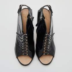 Pre Owned حذاء بوت جوسيبي زانوتي جلد لامع أسود مقاس 39.5