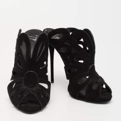 مملوكة مسبقًا Giuseppe Zanotti Black  Suede Butterfly Cutout Slide Sandals Size 40