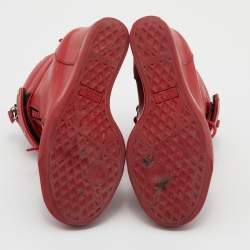 Giuseppe Zanotti Red Leather High Top Wedge Sneakers Size 36.5