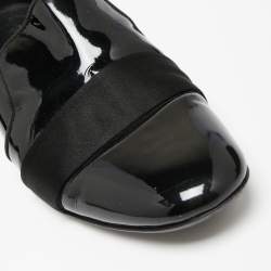 Giuseppe Zanotti Black Patent Leather and Satin Cap Toe Smoking Slippers Size 40