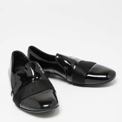 Giuseppe Zanotti Black Patent Leather and Satin Cap Toe Smoking Slippers Size 40