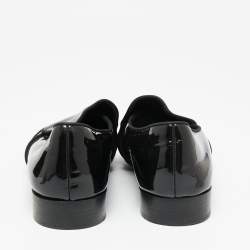 Giuseppe Zanotti Black Patent Leather and Satin Cap Toe Smoking Slippers Size 40