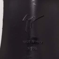Pre Owned Giuseppe Zanotti Black Leather Crystal Embellished Ankle-Strap Sandals Size 39.5