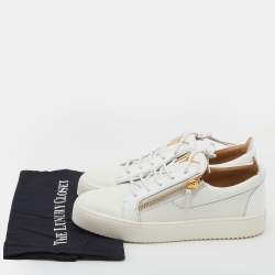 Pre Owned Giuseppe Zanotti White Leather And Patent Leather Low Top Sneakers Size 42