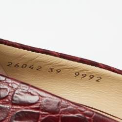 مملوكة مسبقًا Giuseppe Zanotti Burgundy Croc Embossed Leather Sharon Platform Peep Toe Pumps Size 39