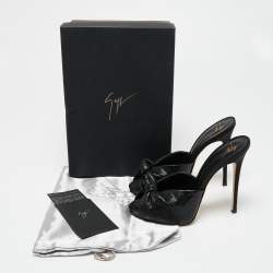Pre Owned Giuseppe Zanotti Black Croc Embossed Leather Knotted Slide Sandals Size 38
