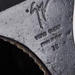 Pre Owned Giuseppe Zanotti Black Suede Jardine Chain Trim Wedge Ankle Boots Size 38