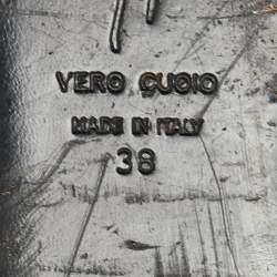 Pre Owned صندل فلات جوسيبي زانوتي جلد أسود حلقات أساور للكاحل مقاس 38