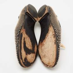 Pre Owned Giuseppe Zanotti Black Leather Studded Horn Detail Loafers Size 38