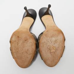 Pre Owned صندل سلايد جوسيبي زانوتي جلد نقشة الثعبان رصاصي/أسود سيور متعاكسة مقاس 39