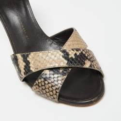 Pre Owned صندل سلايد جوسيبي زانوتي جلد نقشة الثعبان رصاصي/أسود سيور متعاكسة مقاس 39