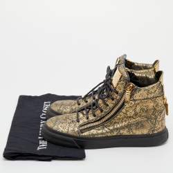 مملوكة مسبقًا حذاء رياضي جوسيبي زانوتي جلد مطبوع ذهبي ميتاليك/ رصاصي بسحاب مزدوج وعنق طويل مقاس 38