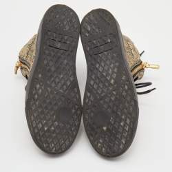 مملوكة مسبقًا حذاء رياضي جوسيبي زانوتي جلد مطبوع ذهبي ميتاليك/ رصاصي بسحاب مزدوج وعنق طويل مقاس 38