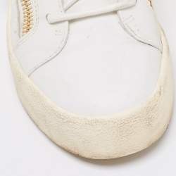 Pre Owned Giuseppe Zanotti White Leather Chain High Top Sneakers Size 37