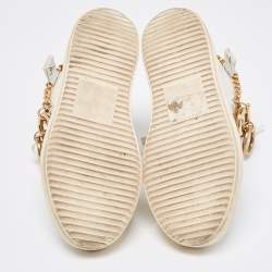 Pre Owned Giuseppe Zanotti White Leather Chain High Top Sneakers Size 37