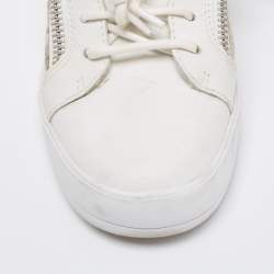 Pre Owned Giuseppe Zanotti White/Grey Leather Gail Low Top Sneakers Size 36