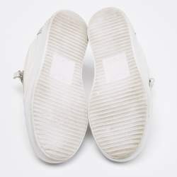 Pre Owned Giuseppe Zanotti White/Grey Leather Gail Low Top Sneakers Size 36