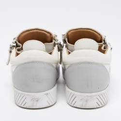 Pre Owned Giuseppe Zanotti White/Grey Leather Gail Low Top Sneakers Size 36