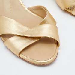 مملوكة مسبقًا Giuseppe Zanotti Gold Leather Slide Sandals Size 39
