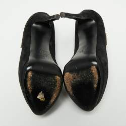Giuseppe Zanotti Black Suede Crystal Embellished Peep Toe Pumps Size 39