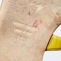 Pre Owned Giuseppe Zanotti Yellow Leather Embellished Toe Ring Flats Size 38.5