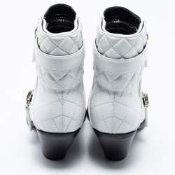 Pre Owned حذاء بوت للكاحل جوسيبي زانوتي جلد أبيض مبطن مقاس 37.5