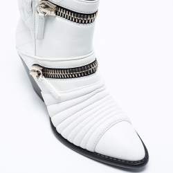 Pre Owned حذاء بوت للكاحل جوسيبي زانوتي جلد أبيض مبطن مقاس 37.5