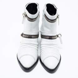 Pre Owned حذاء بوت للكاحل جوسيبي زانوتي جلد أبيض مبطن مقاس 37.5