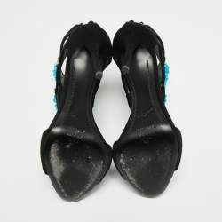 مملوكة مسبقًا صندل جوسيبي زانوتي سويدي أسود بحجر تركواز مزخرف مقاس 37