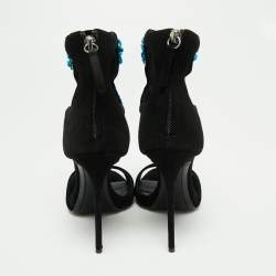 مملوكة مسبقًا صندل جوسيبي زانوتي سويدي أسود بحجر تركواز مزخرف مقاس 37