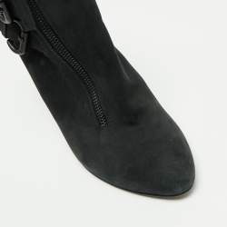 Giuseppe Zanotti Black Nubuck Buckle Ankle Boots Size 38.5