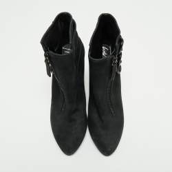 Giuseppe Zanotti Black Nubuck Buckle Ankle Boots Size 38.5