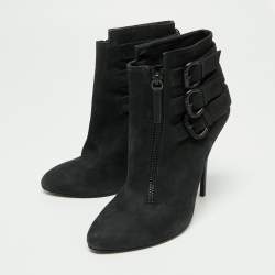 Giuseppe Zanotti Black Nubuck Buckle Ankle Boots Size 38.5