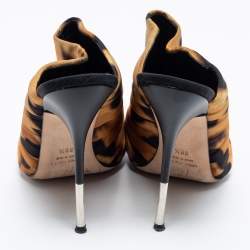 Pre Owned Giuseppe Zanotti Brown/Black Satin Slide Mule Sandals Size 38.5