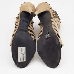 Pre Owned صندل جوسيبي زانوتي من أجل بيير بالمين سويدي بيج مرصع بسيور مقاس 40