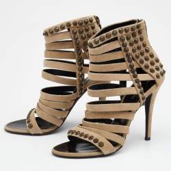 Pre Owned صندل جوسيبي زانوتي من أجل بيير بالمين سويدي بيج مرصع بسيور مقاس 40