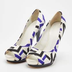 Giuseppe Zanotti Multicolor Printed Fabric Peep Toe Pumps Size 40