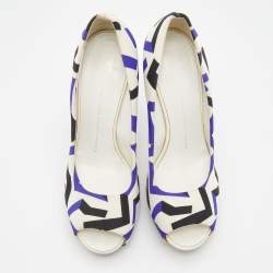 Giuseppe Zanotti Multicolor Printed Fabric Peep Toe Pumps Size 40