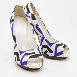 Giuseppe Zanotti Multicolor Printed Fabric Peep Toe Pumps Size 40