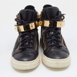 Pre Owned Giuseppe Zanotti Black Leather High Top Sneakers Size 42