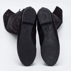 Pre Owned حذاء بوت فوق الركبة جوسيبي زانوتي فلات  جلد نوبوك أسود مقاس 39