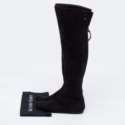 Pre Owned حذاء بوت فوق الركبة جوسيبي زانوتي فلات  جلد نوبوك أسود مقاس 39