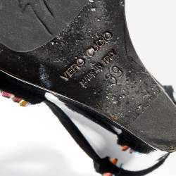 Pre Owned Giuseppe Zanotti Black Suede Crystal Embellished Platform Wedge Sandals Size 39