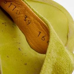 Pre Owned Giuseppe Zanotti Green Suede Studded Platform Slide Sandals Size 39