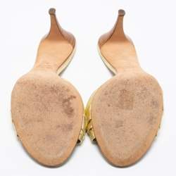 مملوكة مسبقًا Giuseppe Zanotti Metallic Gold Leather Crystal Embellished Slide Sandals Size 40